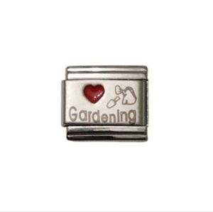 Italian Charmlink for Italian Charm Bracelet I‎ ❤️ Gardening 9mm